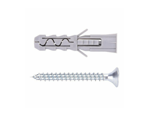 Vis et chevilles universelles, tête fraisée double empreinte en nylon/acier 6x30mm pour brique et béton  - 30pcs - Brenner - Brico Dépôt