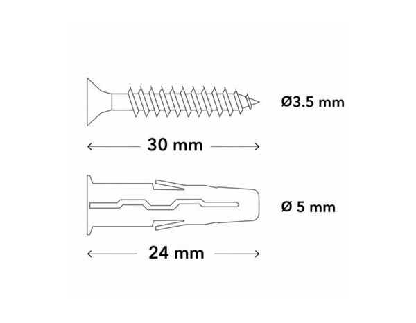 Cheville multi 5MM + vis 60PCS  - Polypropylène, 24mm, idéal multi-matériaux - Brenner - Brico Dépôt