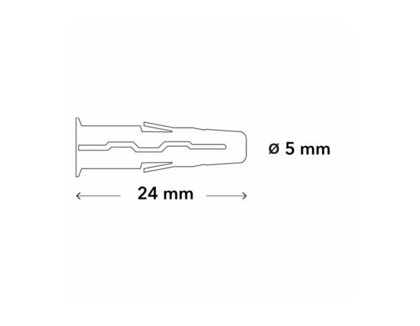 Cheville murale multi 5mm en polypropylène - 24PCS, convient pour multi-matériaux - Brenner - Brico Dépôt