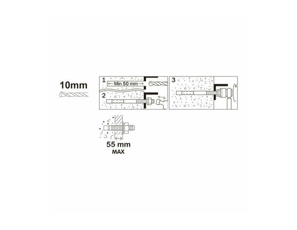 Goujon d'Ancrage M10 en acier - 120mm, 4pcs pour béton - Brenner - Brico Dépôt