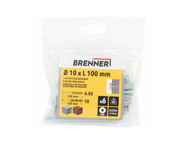 Fixation d'encadrement TX 10x100 en nylon et acier - 6PCS, charge 60kg - Brenner - Brico Dépôt