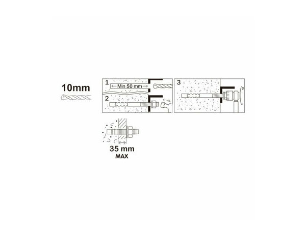 Goujon d'Ancrage M10 en acier 10x100mm - 4PCS  pour béton - Brenner - Brico Dépôt