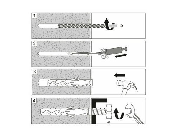 Chevilles nylon multi-usages 12mm x 60mm - idéales pour brique et béton - 5PCS - Brenner - Brico Dépôt