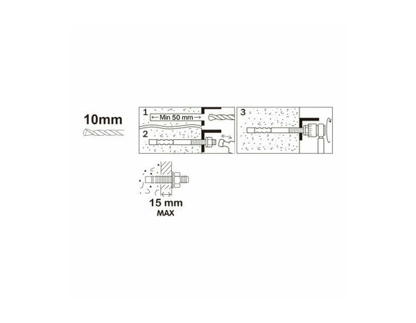 Goujon d'ancrage M10 en acier 80mm - 4PCS  pour béton, charge lourde - Brenner - Brico Dépôt