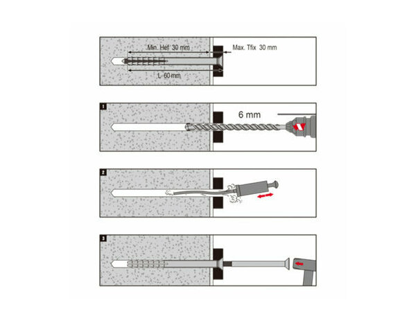 Cheville longue à frapper 6x60mm en nylon et acier - 50PC , idéale béton - Brenner - Brico Dépôt
