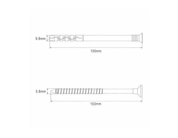 Cheville longue à frapper 10x100mm en nylon et acier - idéale pour béton et brique - Brenner - Brico Dépôt