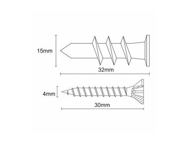 Chevilles autoforeuses nylon 32mm - 10PC  pour plaque de plâtre - Brenner - Brico Dépôt