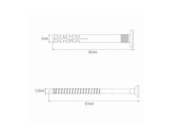 Cheville longue à frapper en nylon et acier 6x80mm, 100pcs - Brenner - Brico Dépôt