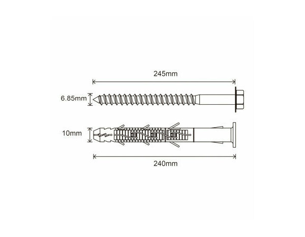 Fixation d'encadrement 10x240mm en nylon et acier - 6pcs  pour blocs et briques - Brenner - Brico Dépôt