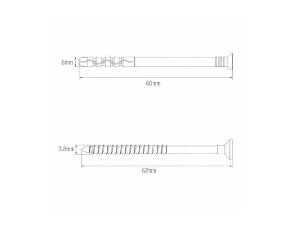 Cheville longue à frapper 6x60mm en nylon et acier - 50PC , idéale béton - Brenner - Brico Dépôt