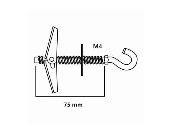 Cheville à ressort M4x75 en acier - idéale pour plaque de plâtre, 2 pièces - Brenner - Brico Dépôt