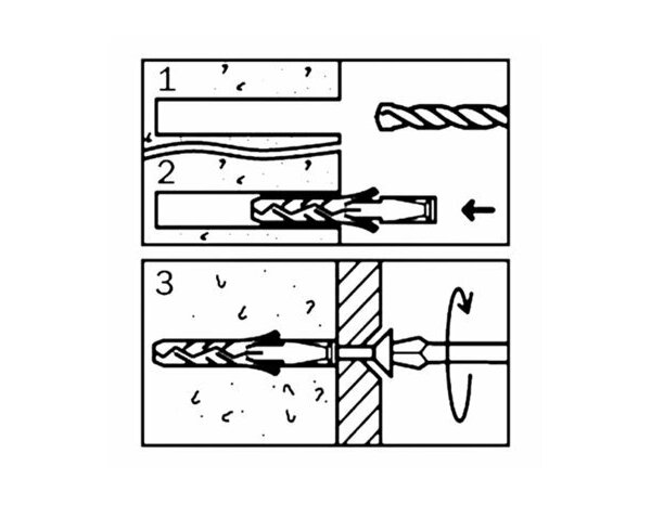 Vis et chevilles universelles, tête fraisée double empreinte en nylon et acier 8x40mm pour brique et béton - 25pcs - Brenner - Brico Dépôt