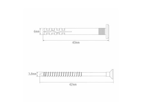 Cheville longue à frapper  6x40mm - nylon & acier, 100pcs pour béton, brique, pierre - Brenner - Brico Dépôt