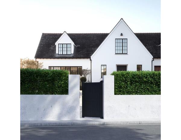 Portillon aluminium "Berilo" gris - L.1 x H.1,60 m - Largeur entre piliers : 1045 mm - Brico Dépôt