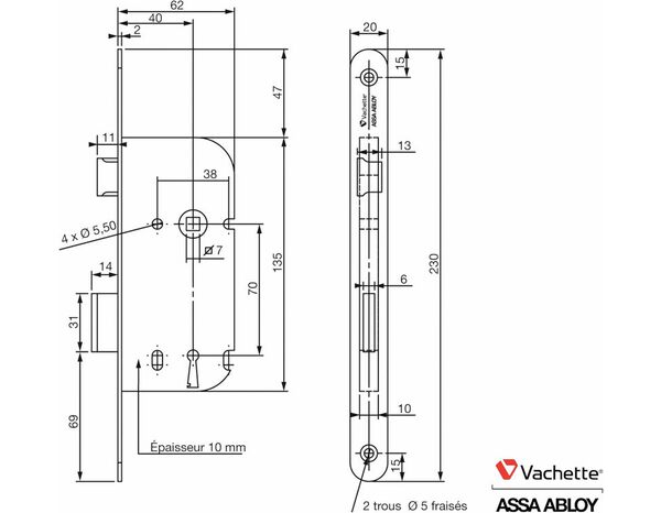 Serrure à encastrer D23 NF axe 40 salle de bains - Brico Dépôt