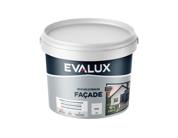 Peinture façade 10 L blanc mat - Evalux - Brico Dépôt