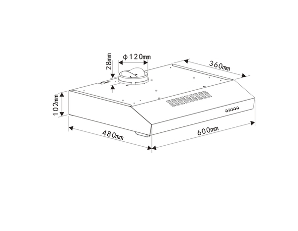 Hotte visière noire 60 cm - Brico Dépôt