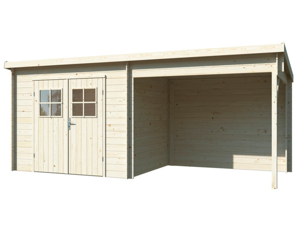 Abri bois 5 M² + extension 5 M² - Dim extérieures totales L.5,08 x P.2,24 x H 2,09 m - Brico Dépôt