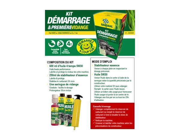 Kit de démarrage 1er vidange 4 temps - Brico Dépôt