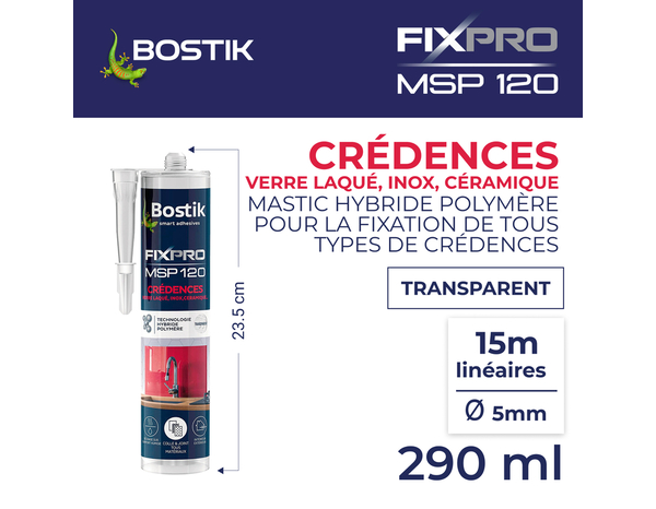 Mastic FIXPRO MSP 120 crédences 290 ml - Bostik - Brico Dépôt
