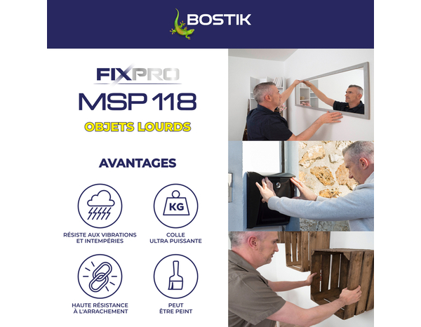 Mastic de fixation FIXPRO MSP118 290 ml - Bostik - Brico Dépôt