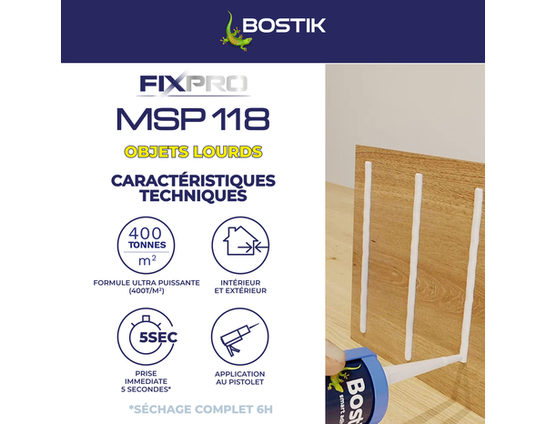 Mastic de fixation FIXPRO MSP118 290 ml - Bostik - Brico Dépôt