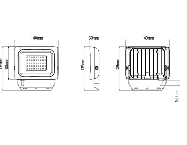 Projecteur 30w 3000lm 6500k noir - Brico Dépôt