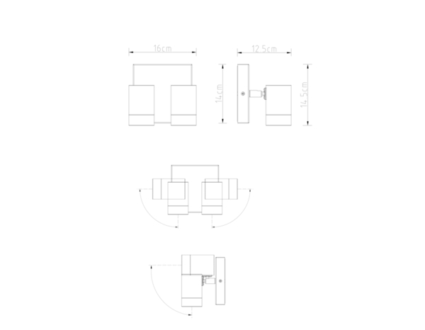 Applique murale double Tiarela gu10 noir - Marque BLOOMA - Brico Dépôt