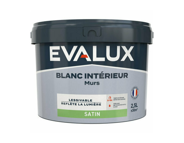 Peinture Blanc 2l5 satin - Evalux - Brico Dépôt