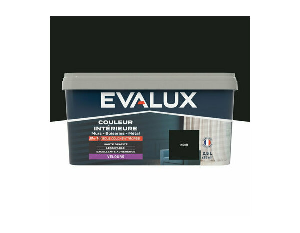 Peinture Noir 2l5 velours 2 en 1 - Evalux - Brico Dépôt