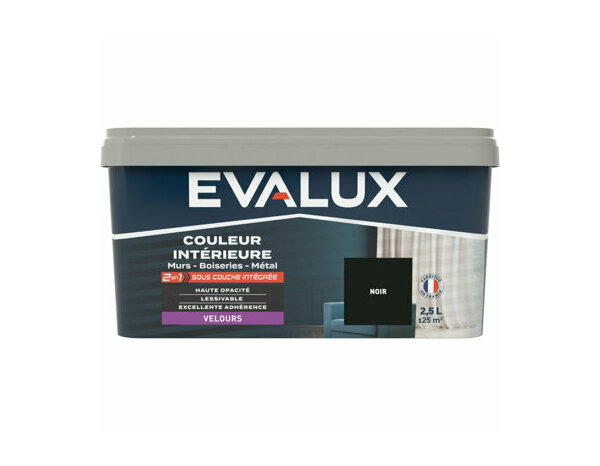 Peinture Noir 2l5 velours 2 en 1 - Evalux - Brico Dépôt