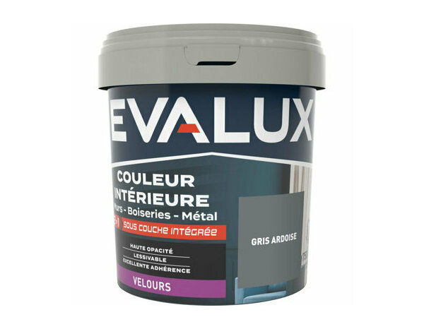 Peinture Gris ardoise 0l75 velours 2en1 - Evalux - Brico Dépôt