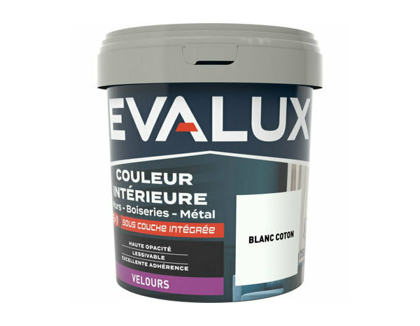 Peinture Blanc coton 0l75 velours 2en1 - Evalux - Brico Dépôt