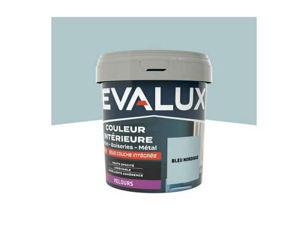 Peinture Bleu nordique 0l75 velours 2en1 - Evalux - Brico Dépôt
