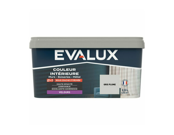 Peinture Gris plume 2l5 velours 2en1 - Evalux - Brico Dépôt