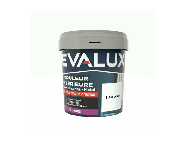 Peinture Blanc coton 0l75 velours 2en1 - Evalux - Brico Dépôt