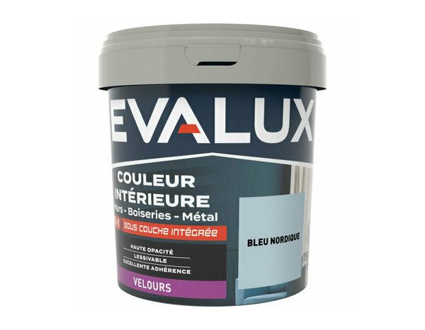 Peinture Bleu nordique 0l75 velours 2en1 - Evalux - Brico Dépôt