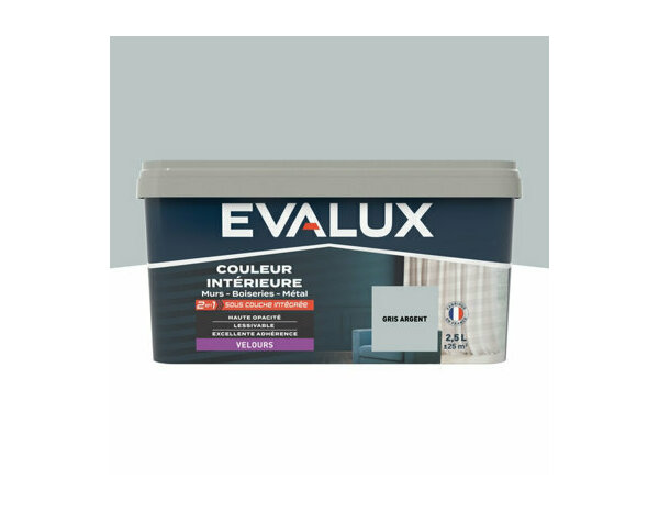 Peinture Gris argent 2l5 velours 2en1 - Evalux - Brico Dépôt
