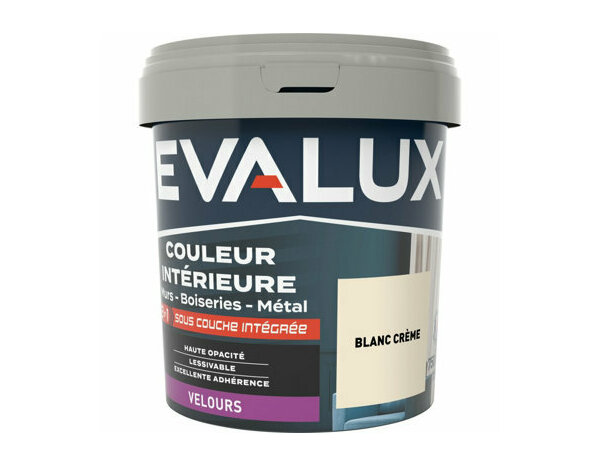 Peinture Blanc creme 0l75 velours 2en1 - Evalux - Brico Dépôt