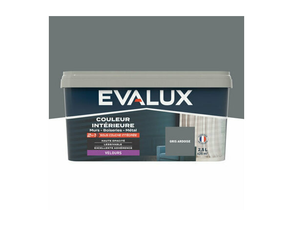 Peinture Gris ardoise 2l5 velours 2en1 - Evalux - Brico Dépôt
