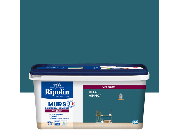 Peinture Bleu ainhoa 2l5 velours - Ripolin - Brico Dépôt