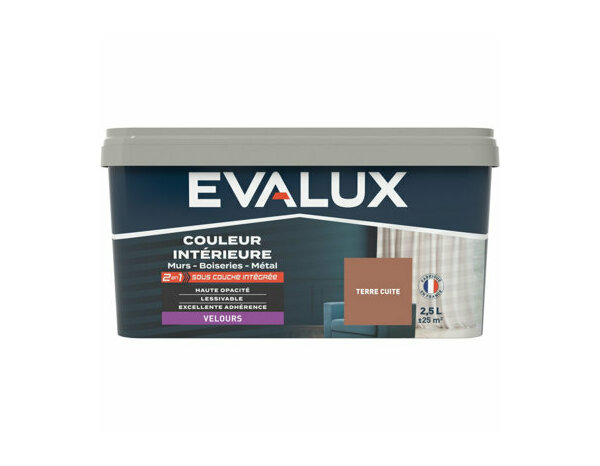 Peinture Terre cuite 2l5 velours 2en1 - Evalux - Brico Dépôt