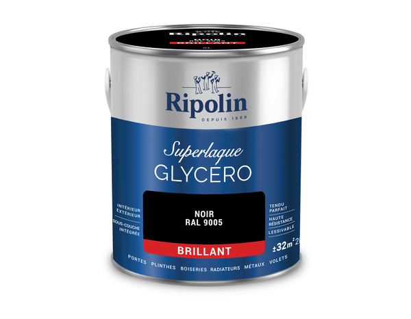 Laque noir 2l brillant - Ripolin - Brico Dépôt