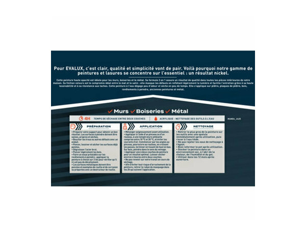 Peinture Blanc ivoire 2l5 velours 2en1 - Evalux - Brico Dépôt