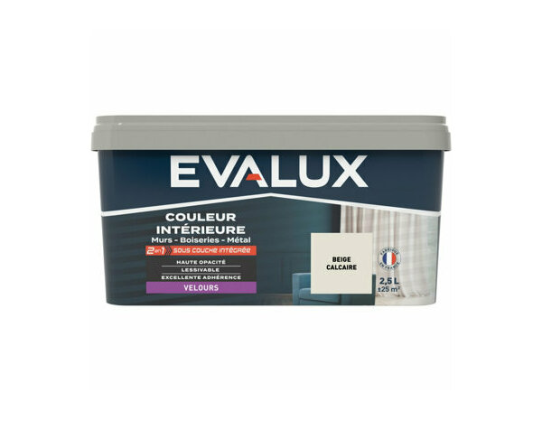 Peinture Beige calcaire 2l5 velours 2en1 - Evalux - Brico Dépôt