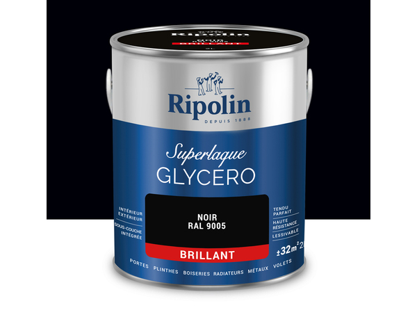 Laque noir 2l brillant - Ripolin - Brico Dépôt