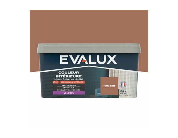 Peinture Terre cuite 2l5 velours 2en1 - Evalux - Brico Dépôt
