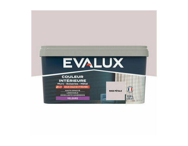 Peinture Rose petale 2l5 velours 2en1 - Evalux - Brico Dépôt