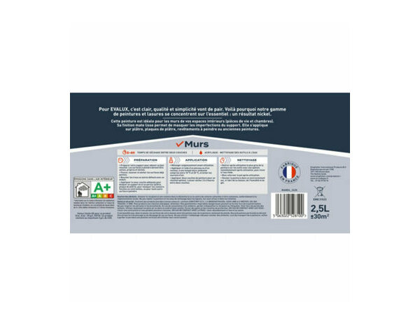 Peinture Blanc 2l5 mat - Evalux - Brico Dépôt