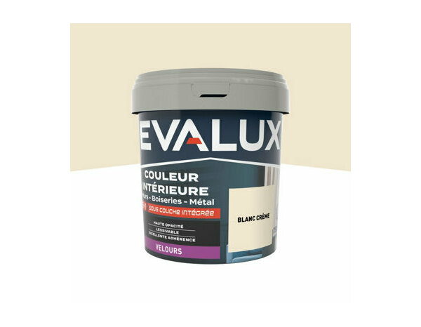 Peinture Blanc creme 0l75 velours 2en1 - Evalux - Brico Dépôt